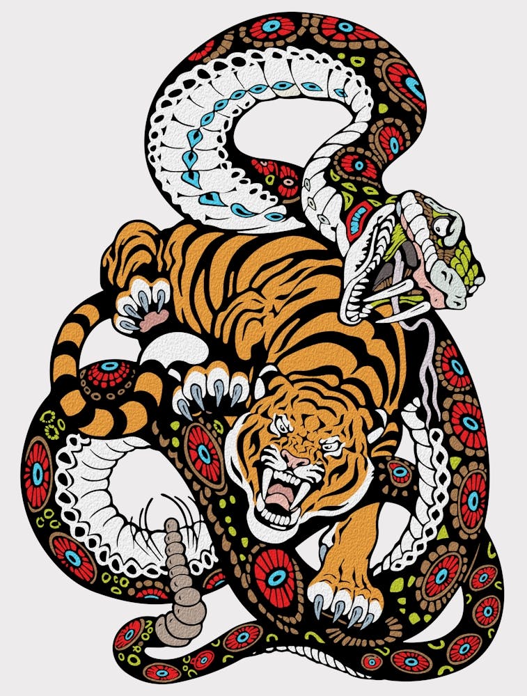 Epic Battle Tiger Vs Snake Art