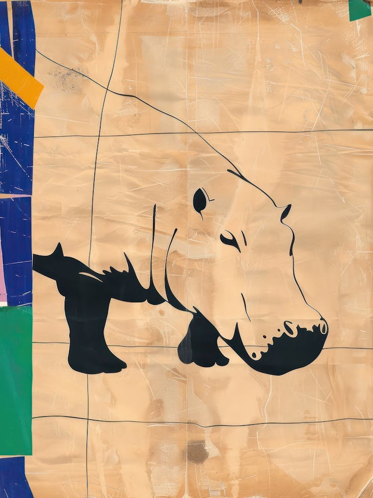 Hippopotamus 1 Cut Out Collage