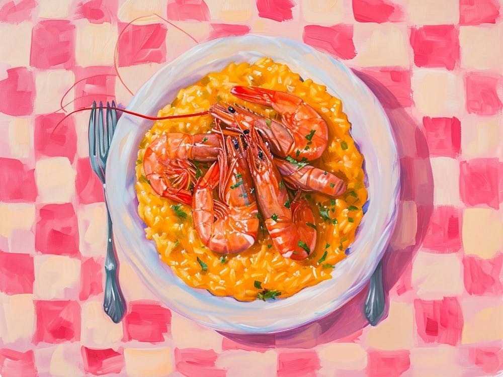 Seafood Risotto Pink Checkerboard 2