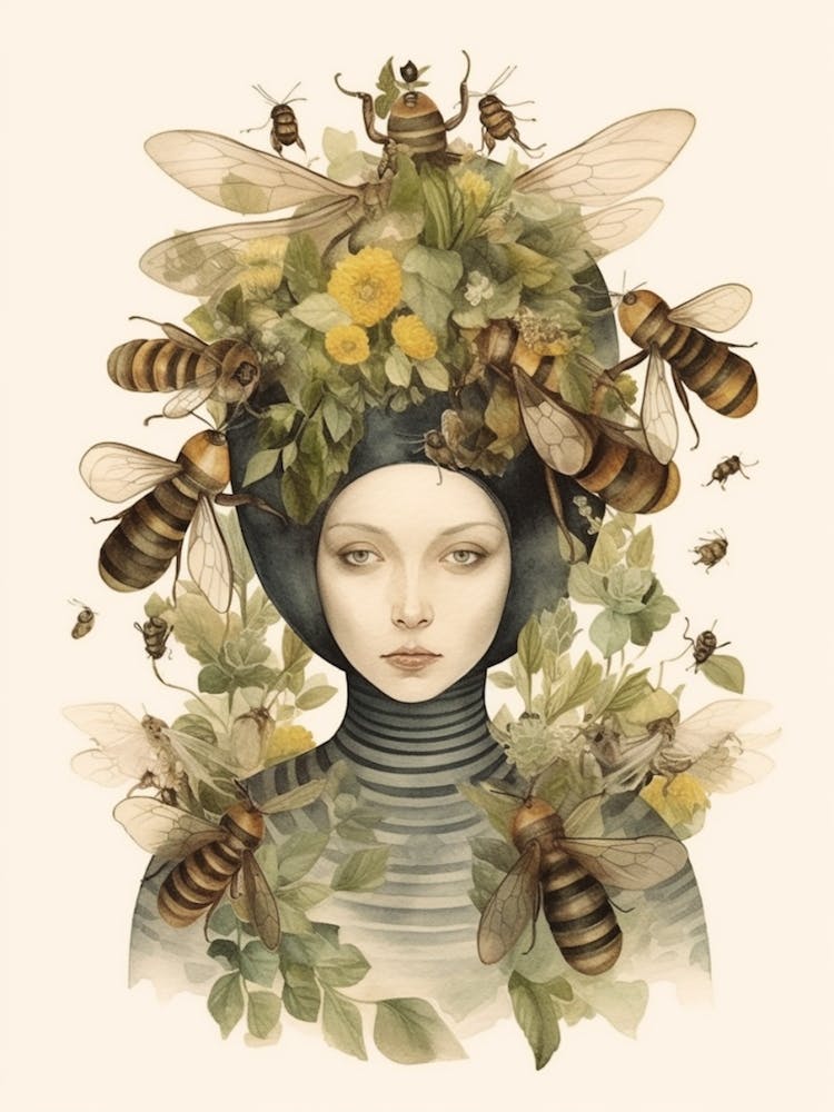Queen Bee Beehive Watercolour Illustration 4