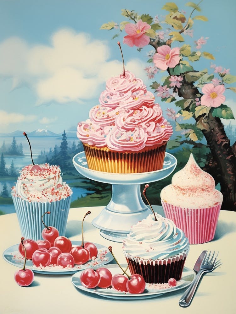 Cake With Frosting Vintage Cookbook Style 4