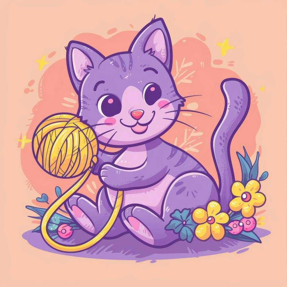Cute Cat Playing With Yarn 1