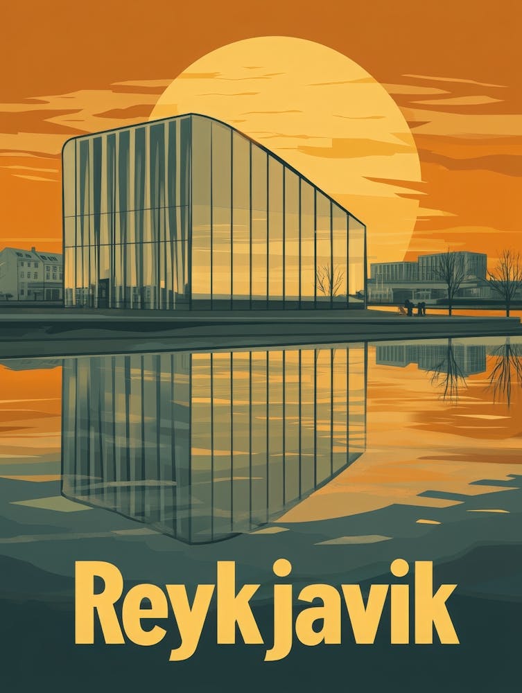 Aihrgdesign A Mid Century Modern Travel Poster For Reykjavik