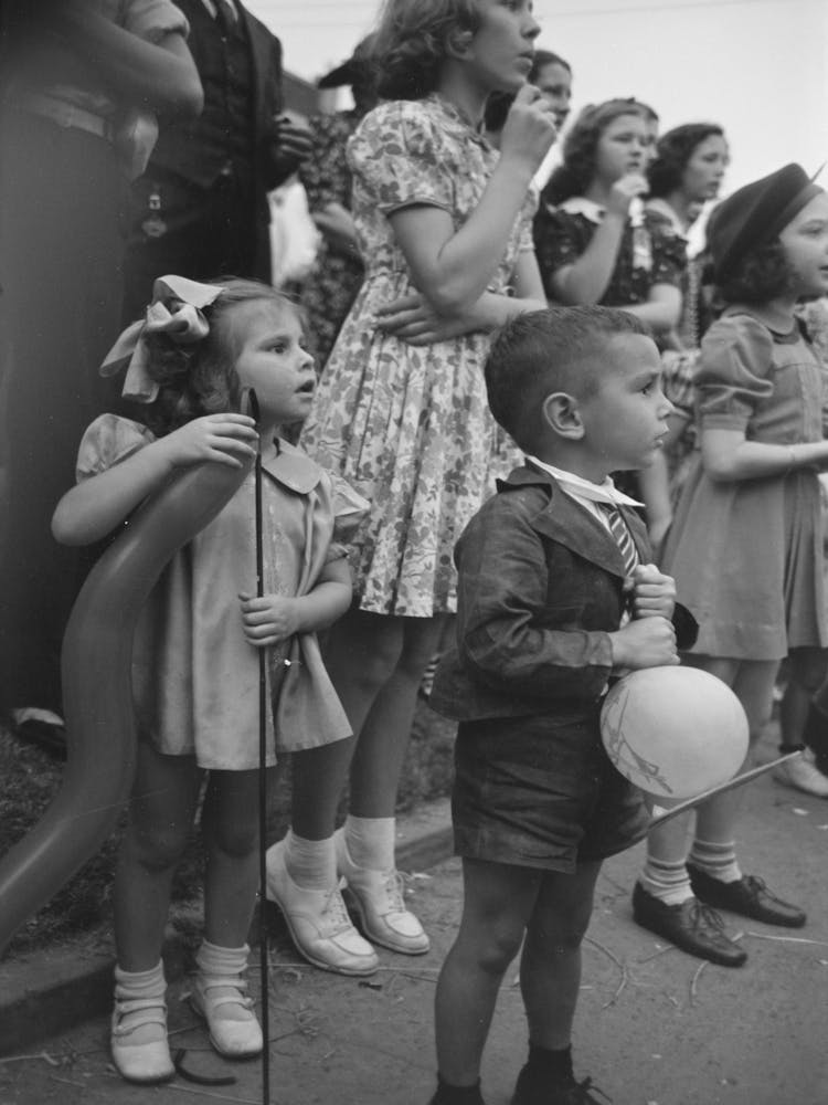 Children Watching Parade Pass By, National Rice Festival, Crowley, Louisiana By Russell Lee