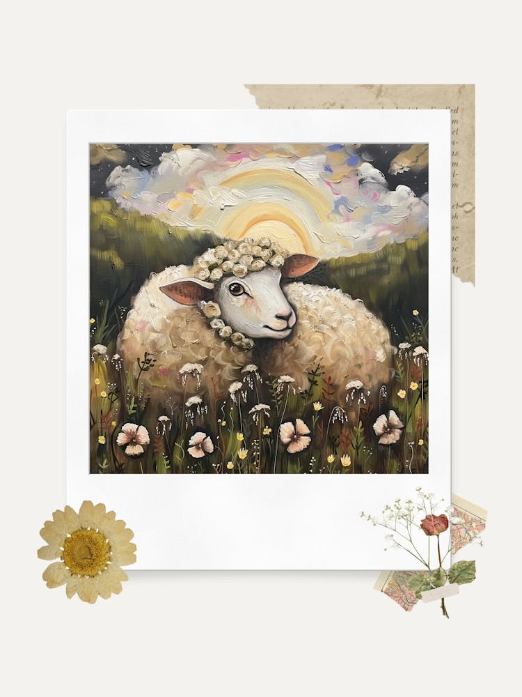 Scrapbook Sheep Fairycore Painting 3