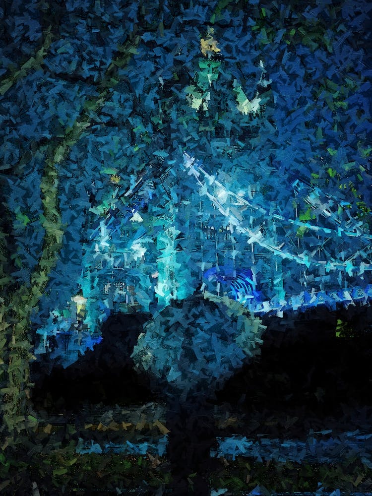 London Tower Bridge Rain Oil Digital Painting