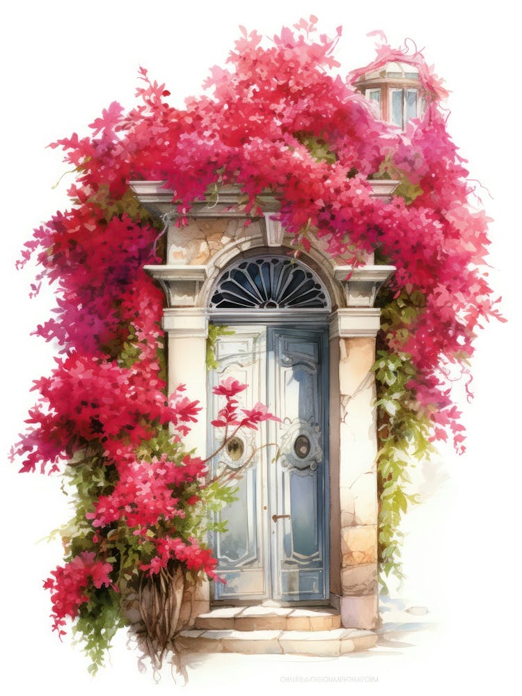 Genoa, Italy   Mediterranean Doors Watercolour Painting 3