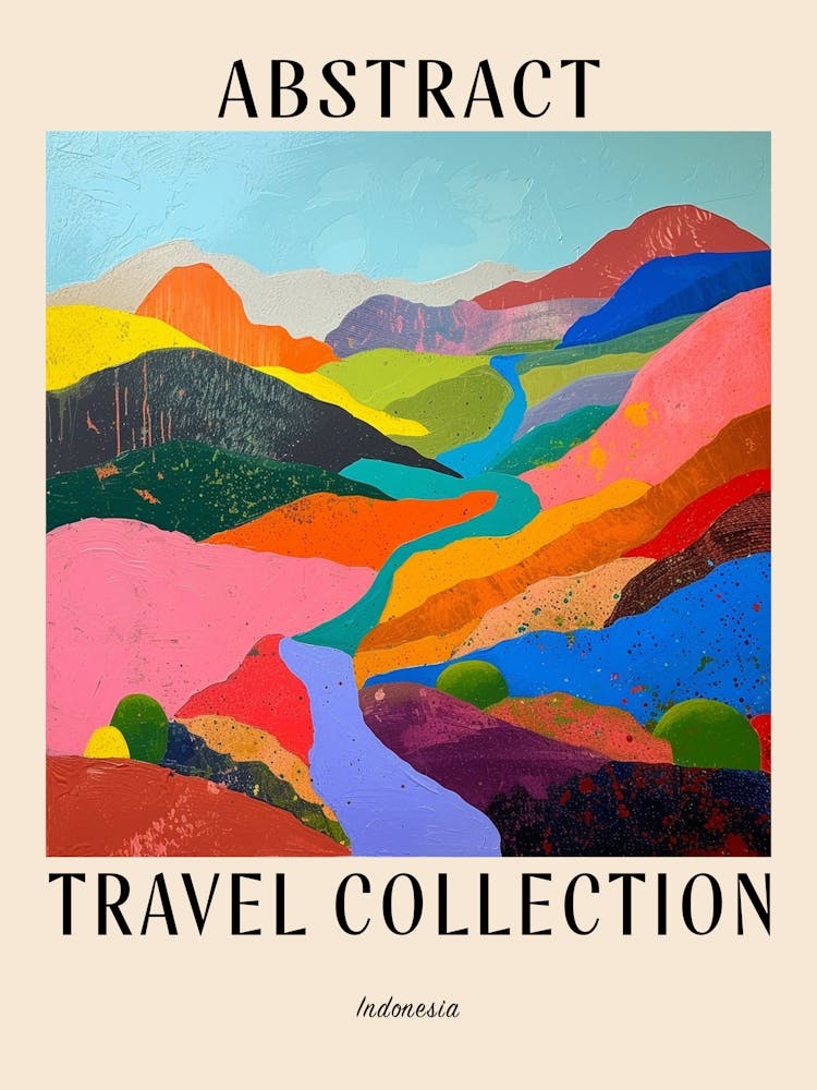 Abstraktes Reisekollektion Poster Indonesien 1