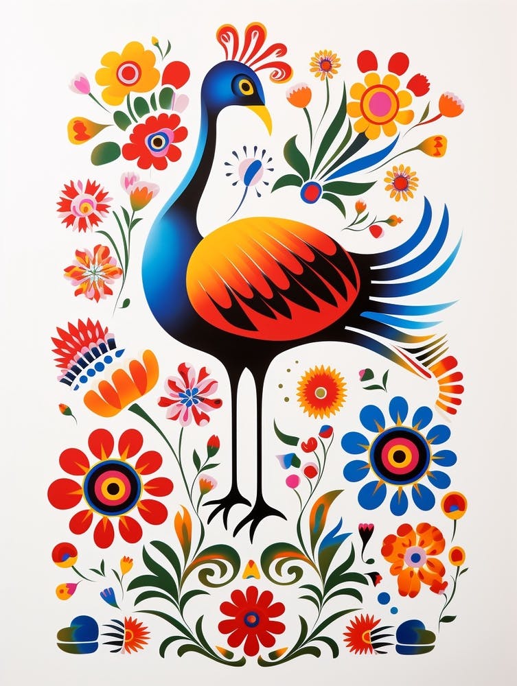 Scandinavian Bird Illustration Emu