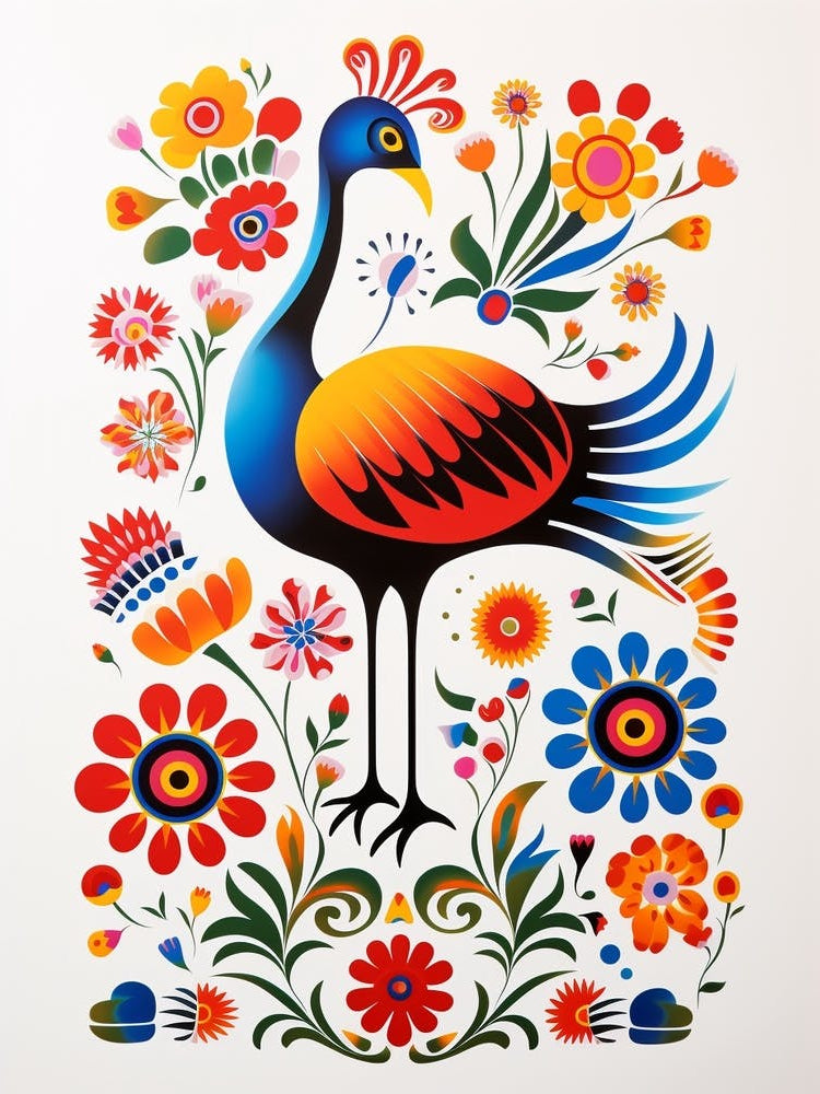 Scandinavian Bird Illustration Emu