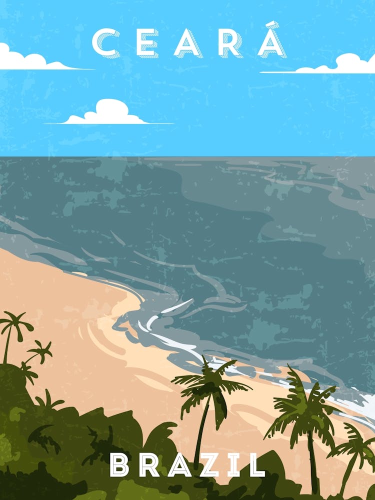 Ceara, Brazil — Retro travel minimalist poster