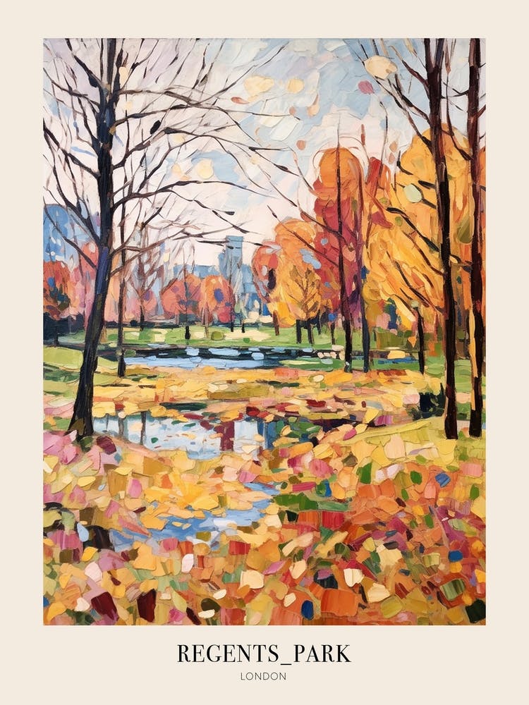 Autumn City Park Painting Regents Park London 3 Poster