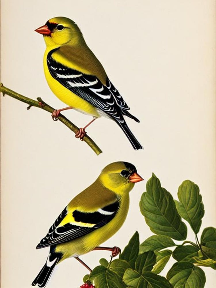 American Goldfinch James Audubon Vintage Style Bird