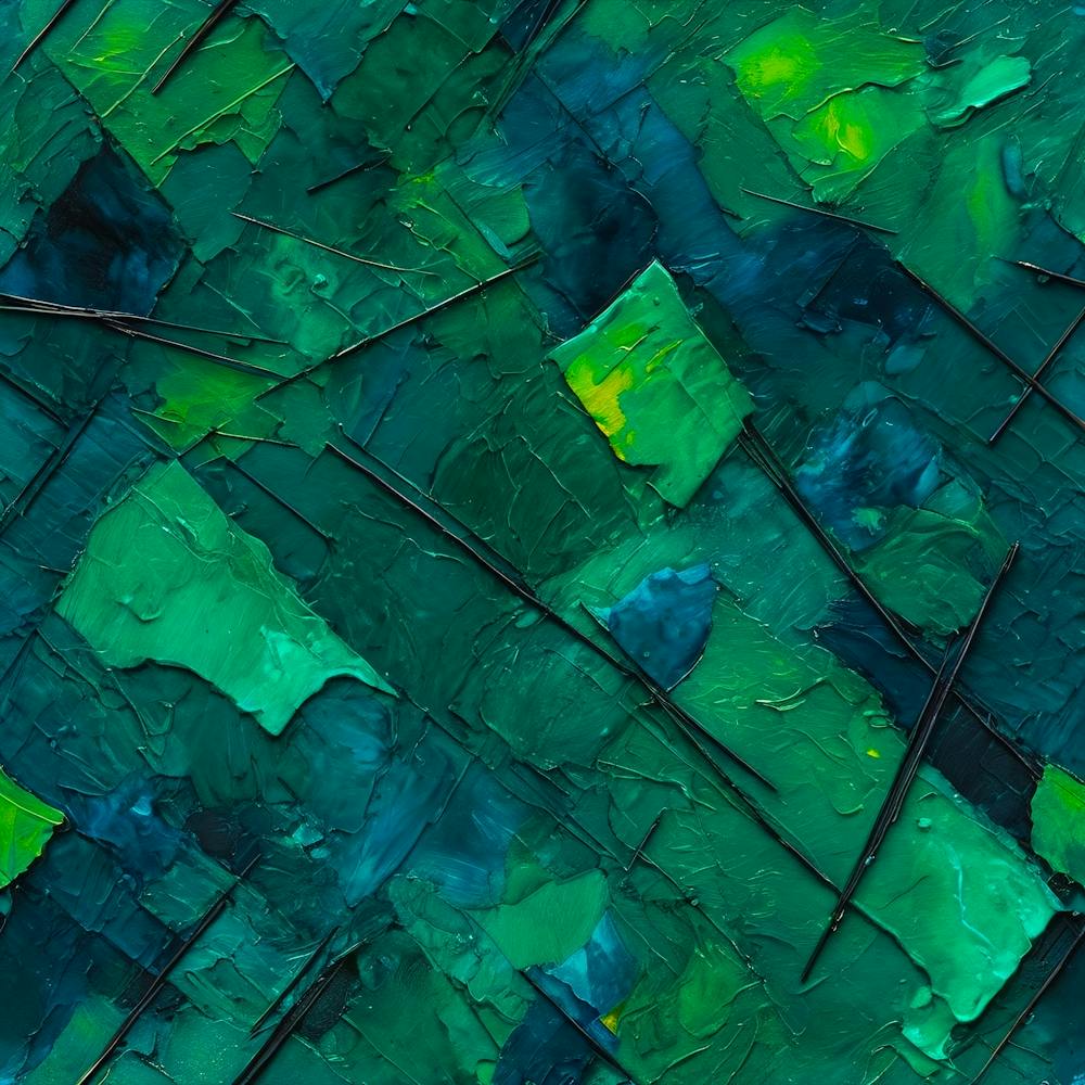 Abstract Painting Green and Blue Color