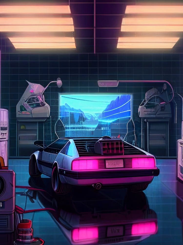Back To The Future Lab Delorean Vaporwave