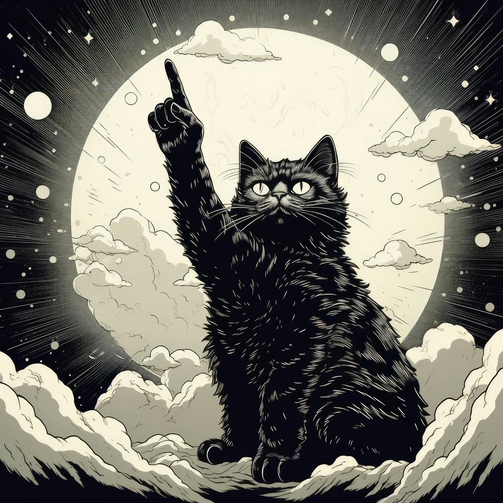 Cat Pointing Up The Sky Above 1