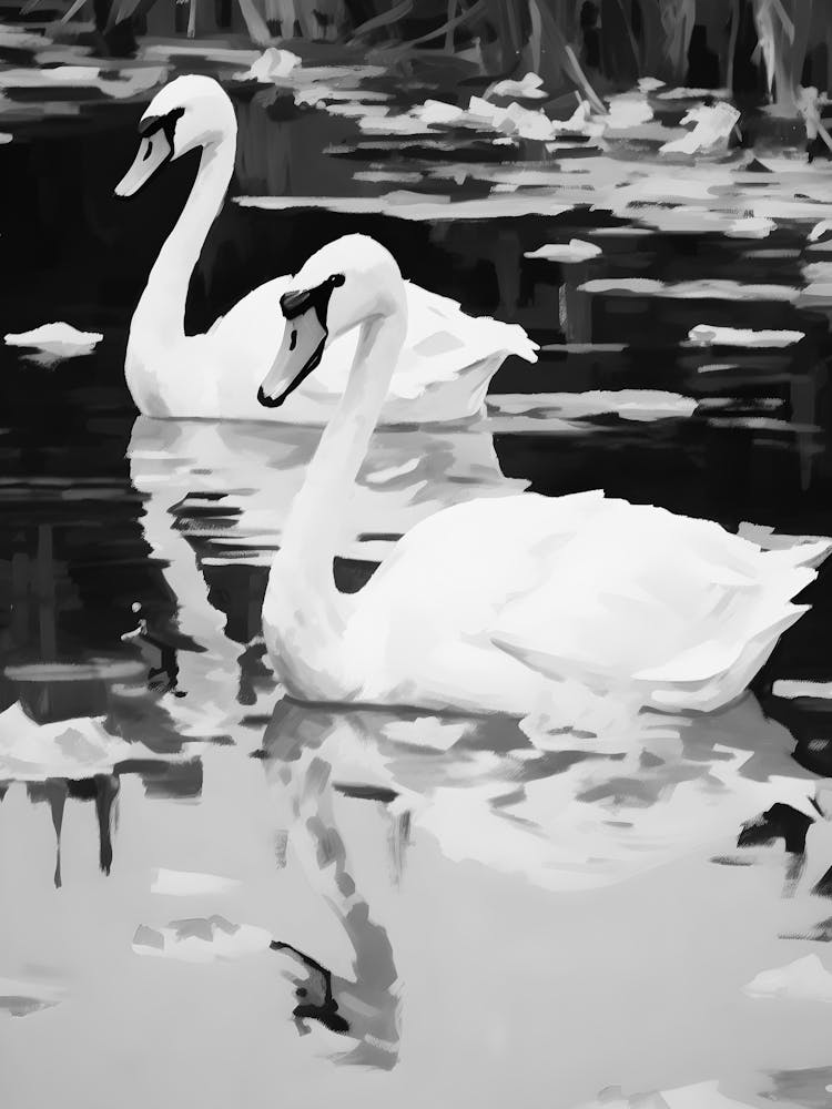Swans In Water 1