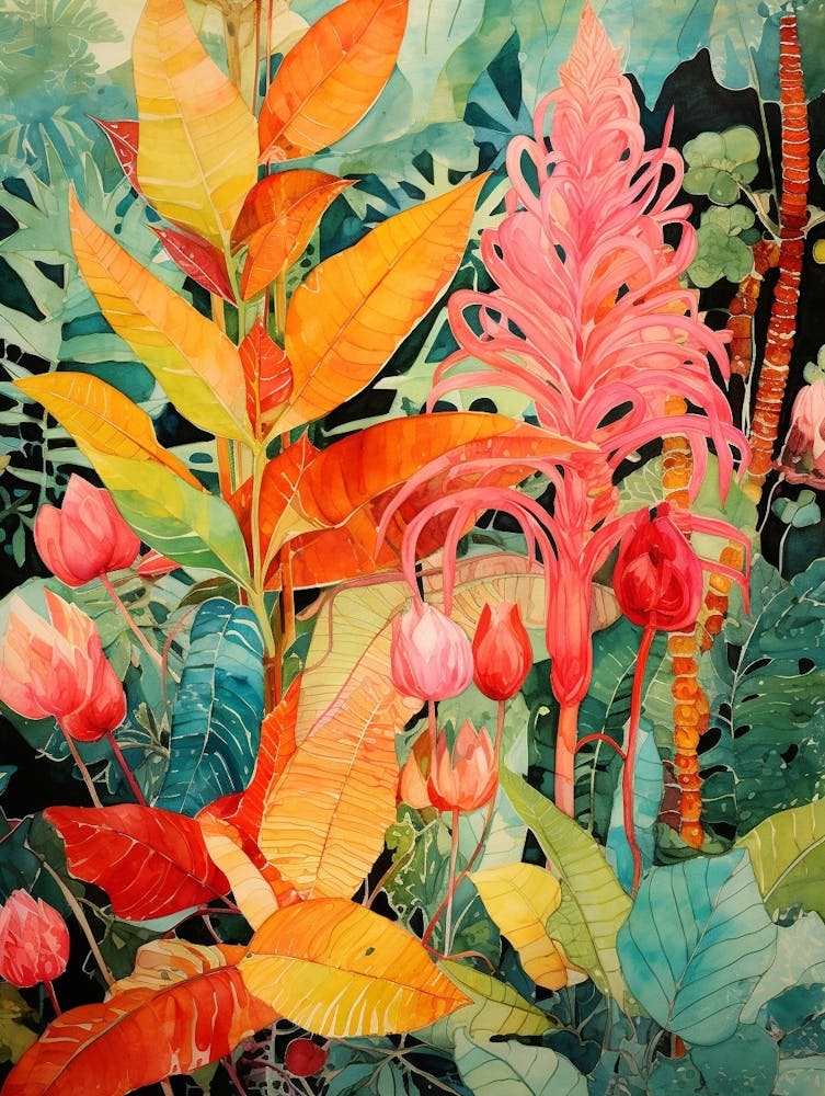Tropical Plant Painting Croton 2