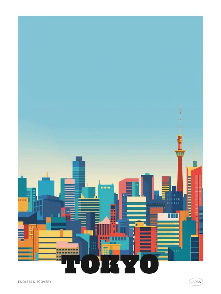 Tokyo Japan 6 Affiche de voyage colorée