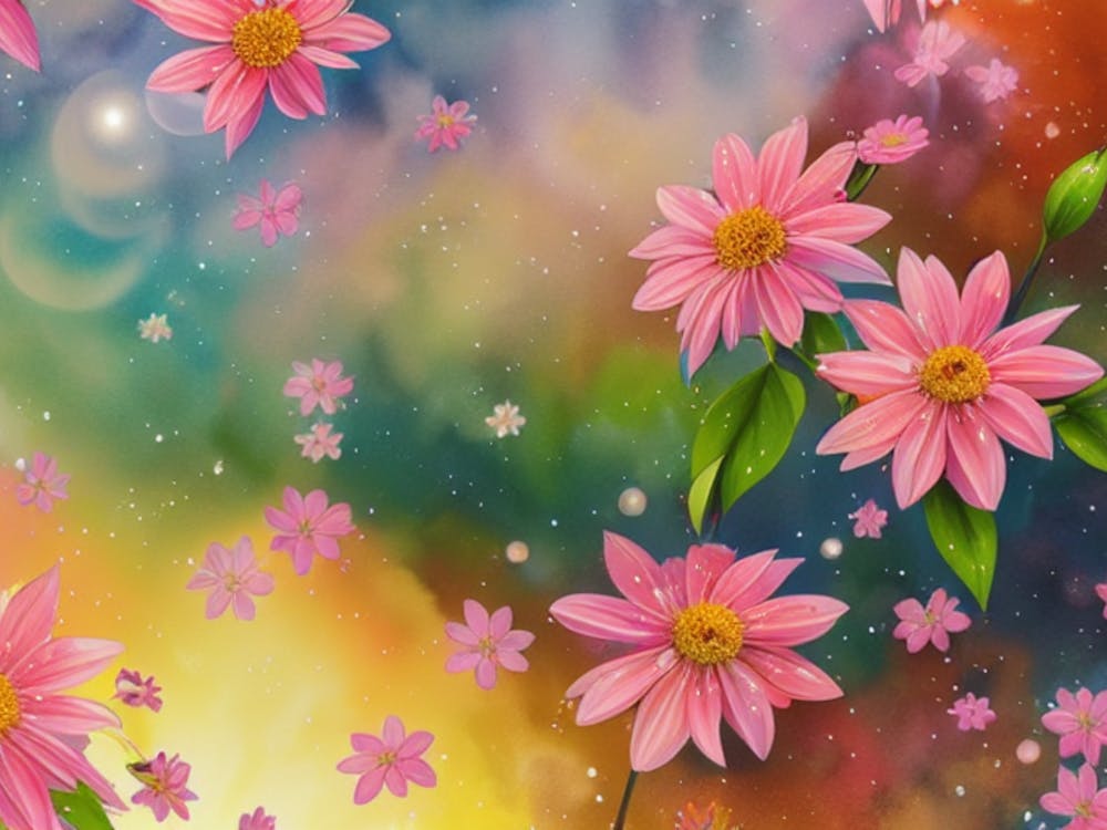 Pink Flowers In The Sky