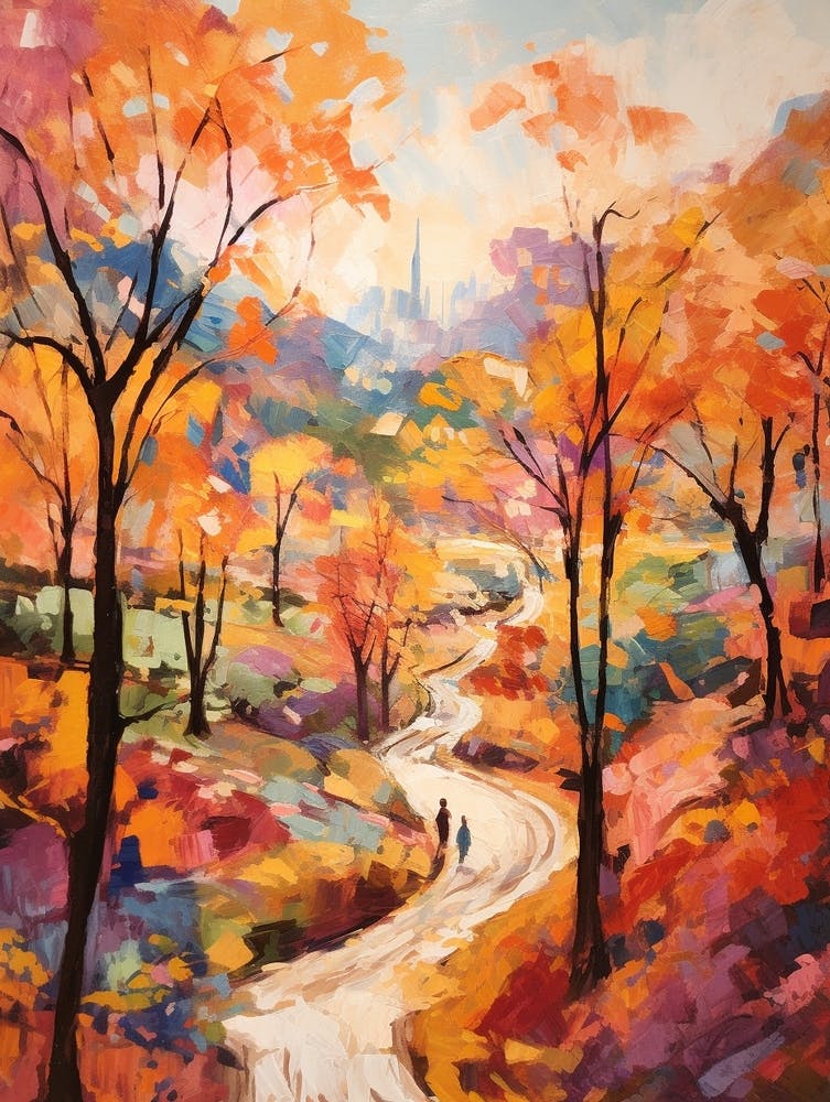 Autumn City Park Painting Central Park New York City 2