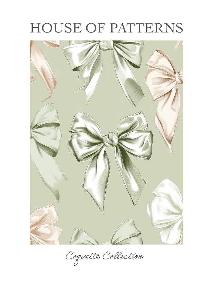 Green Lace Bows Pattern Poster