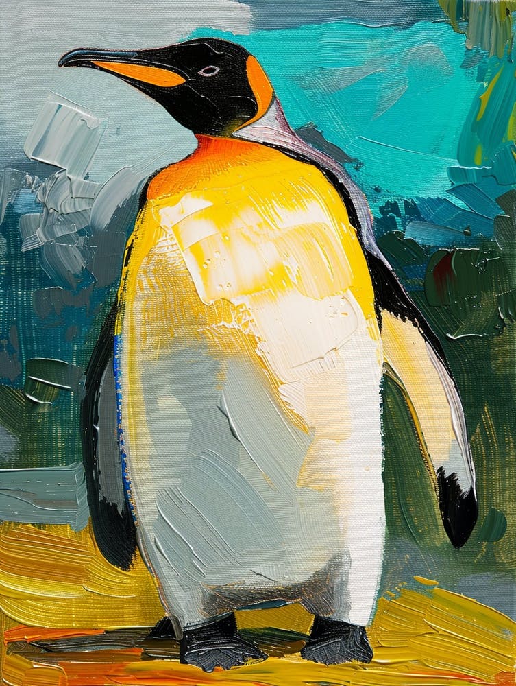 King Penguin Bleaker Island Colour Block Painting 1