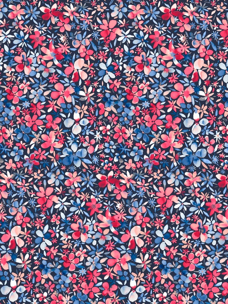 Colorful Little Flowers Navy