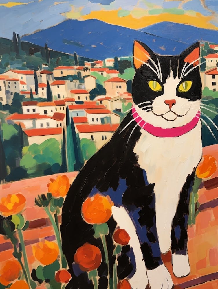 Painting Of A Cat In Arezzo Italy