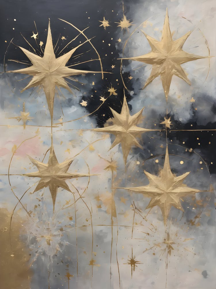 Wabi Sabi Dreams Collection 13 - Japanese Minimalism Abstract Moon Stars Mountains and Trees in Pale Neutral Pastels And Gold Leaf - Soul Scapes Nursery Baby Child or Meditation Room Tranquil Paintings For Serenity and Calm in Your Home