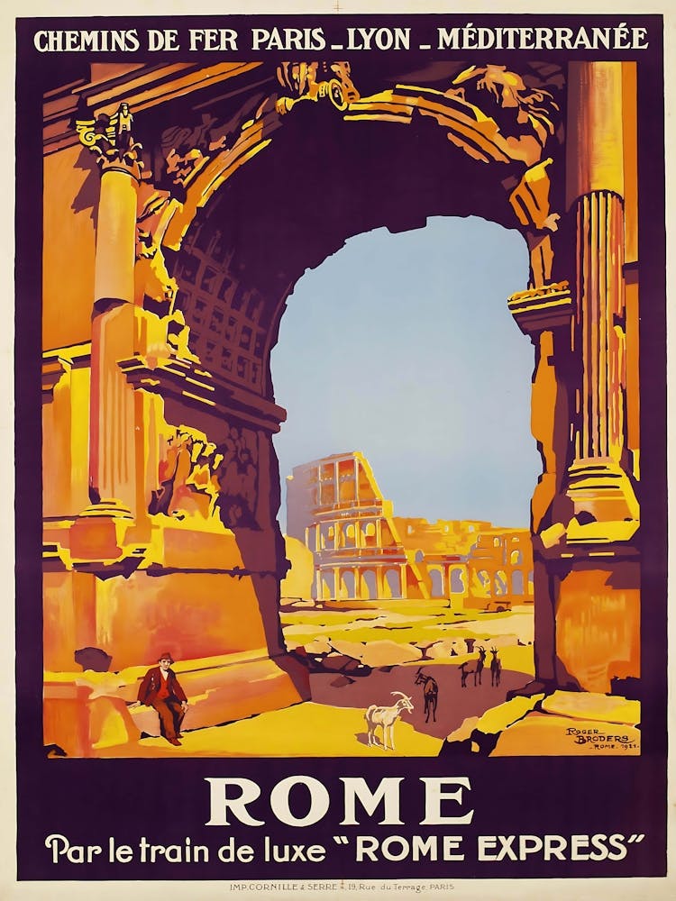 1921 Rome Travel Poster, Roger Broders