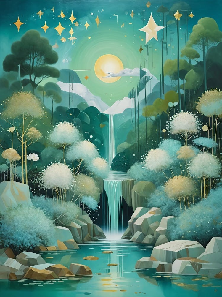 Waterfall At Night In The Forest no3