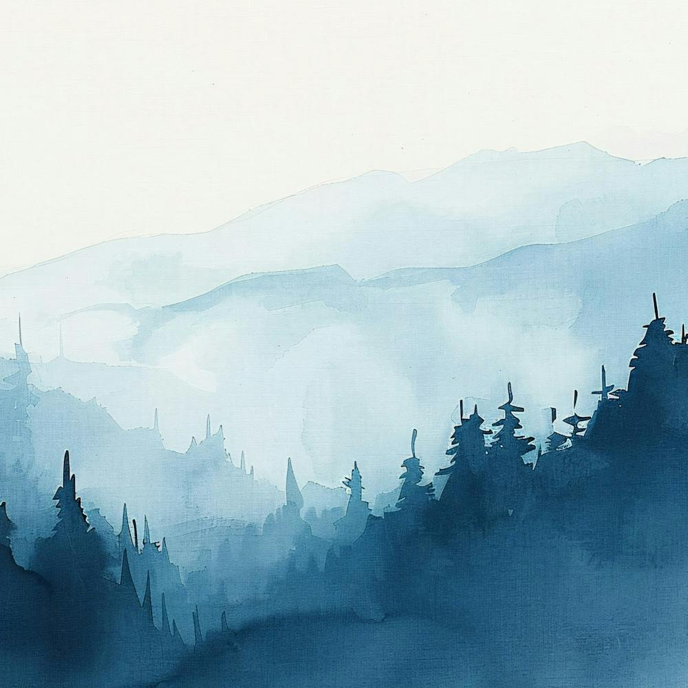 Editorial Art White Background Smoky Mountains 1