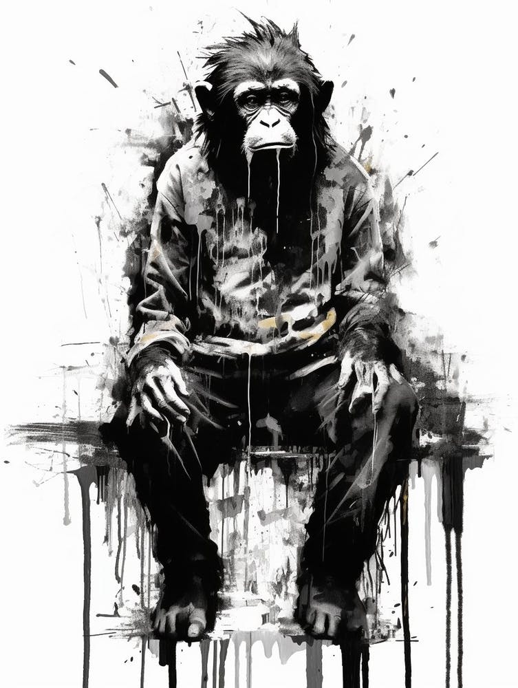 Thinker Monkey Paint Drip Graffiti 2