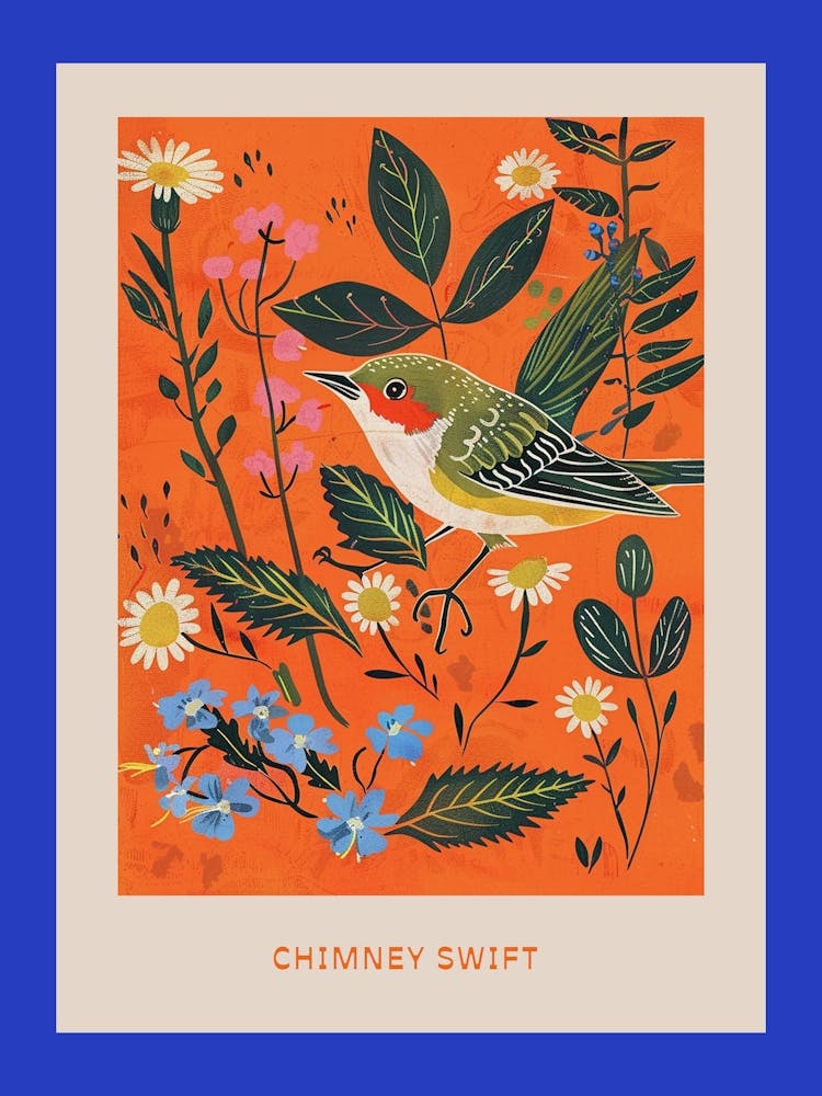 Spring Birds Poster Chimney Swift 1
