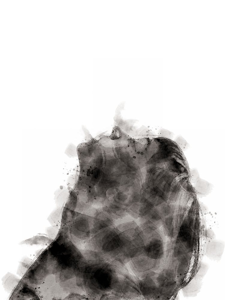 Frau Kopf zurück Aquarell