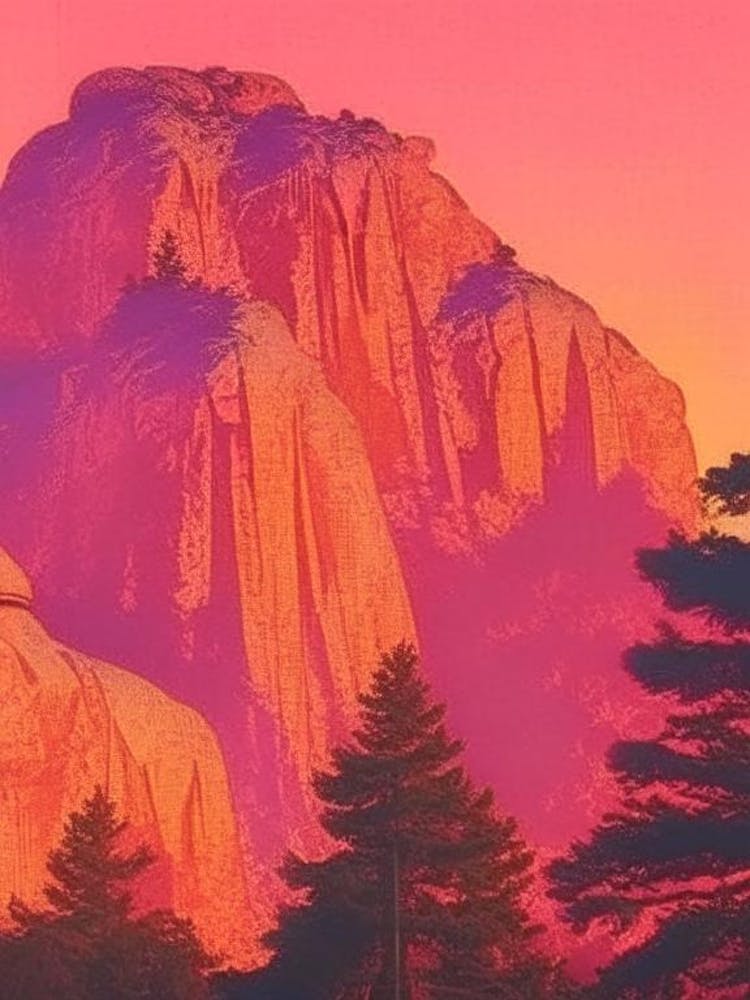 Mount Rushmore Retro Sunset