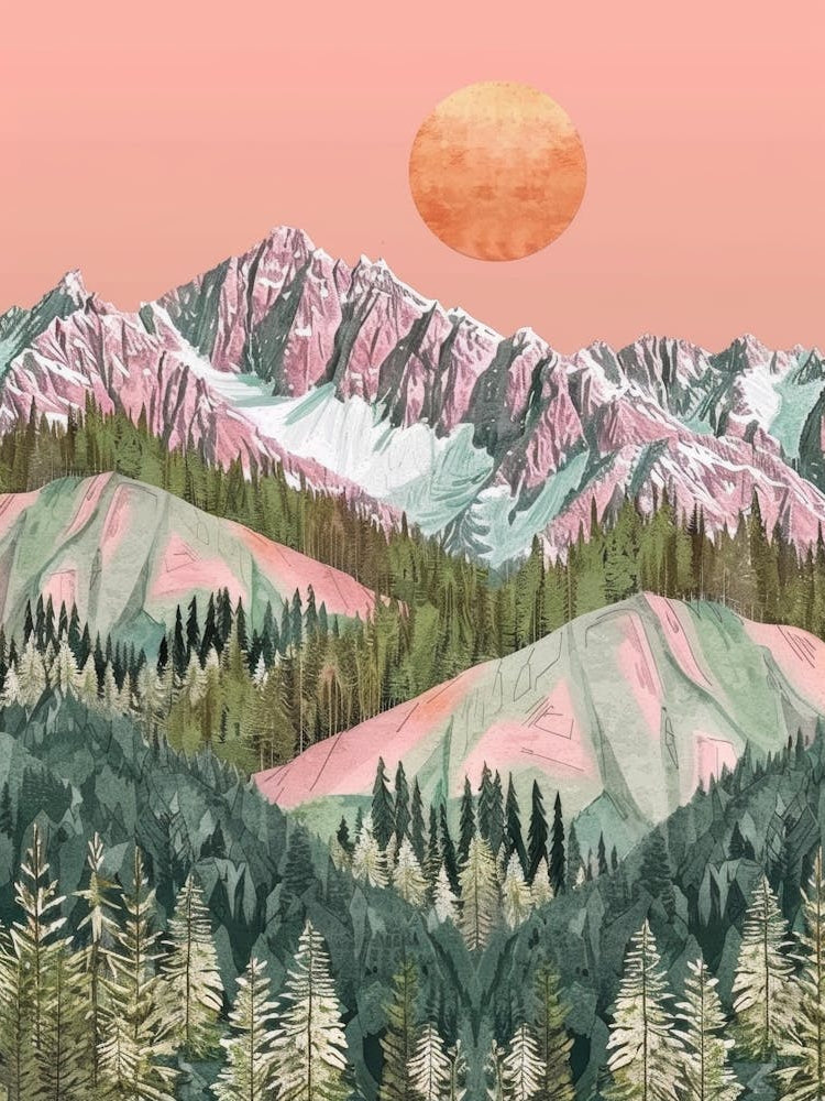 Pink Mountains Canvas Print