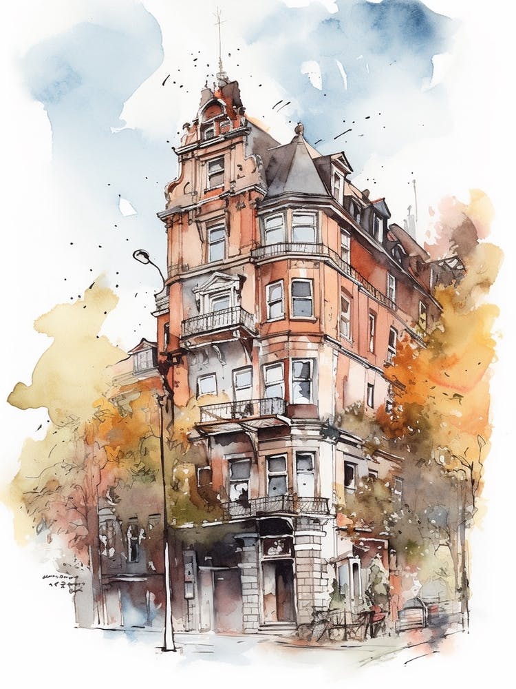 Kreuzberg Berlin Neighborhood, Watercolour 3