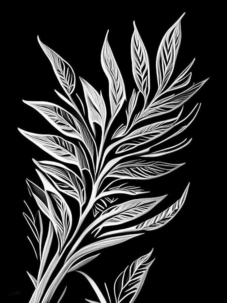 Tarragon Leaf Linocut 1