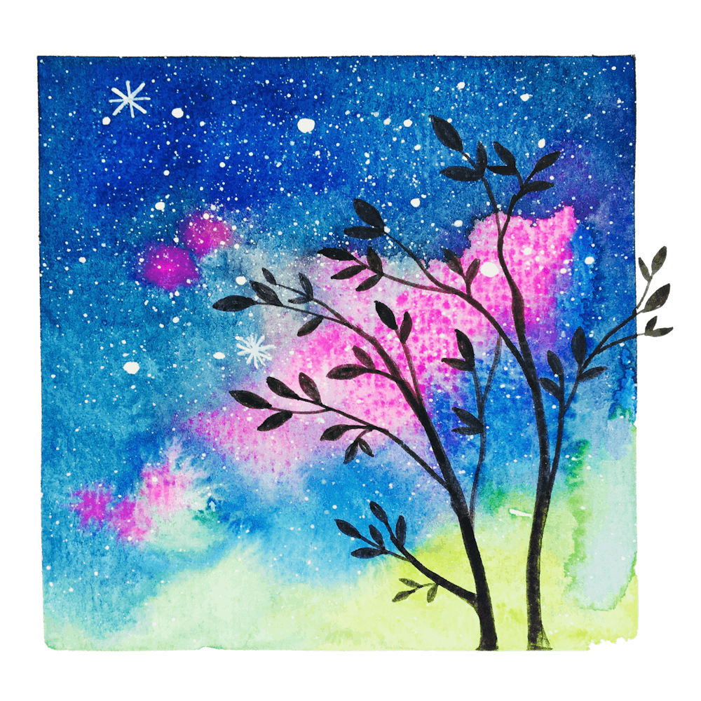 Aquarell Schatten von Nachtgras