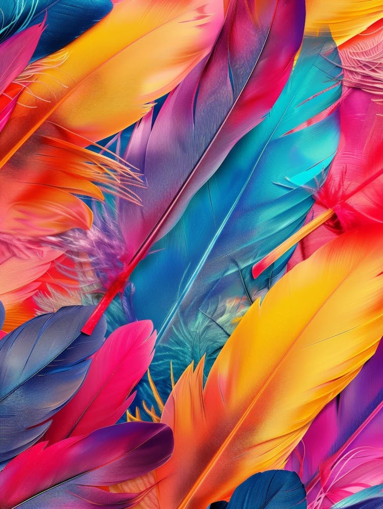 Papier Peint Plumes Colorées