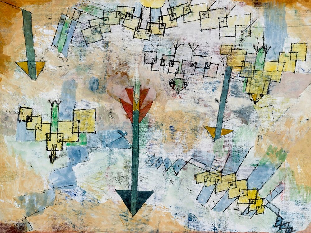 Birds Swooping Down And Arrows (1919), Paul Klee