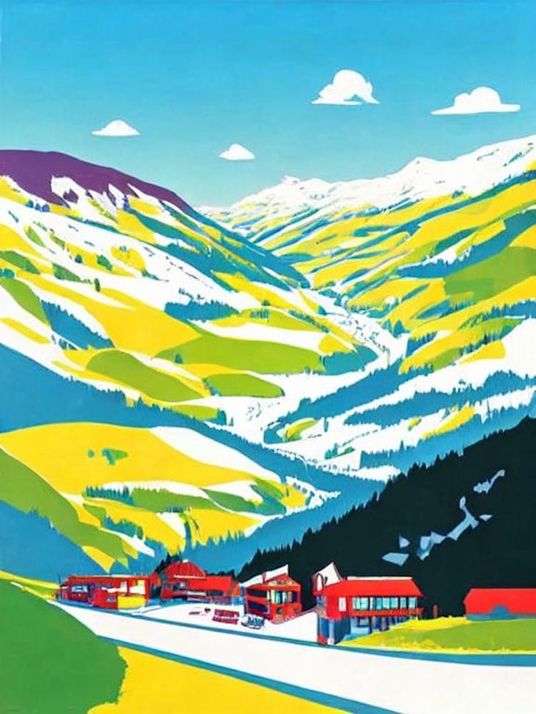 Alpe D'Huez, France Midcentury Vintage Skiing Poster