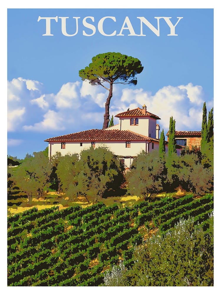Tuscany, Italy Travel Poster, Karen Arnold