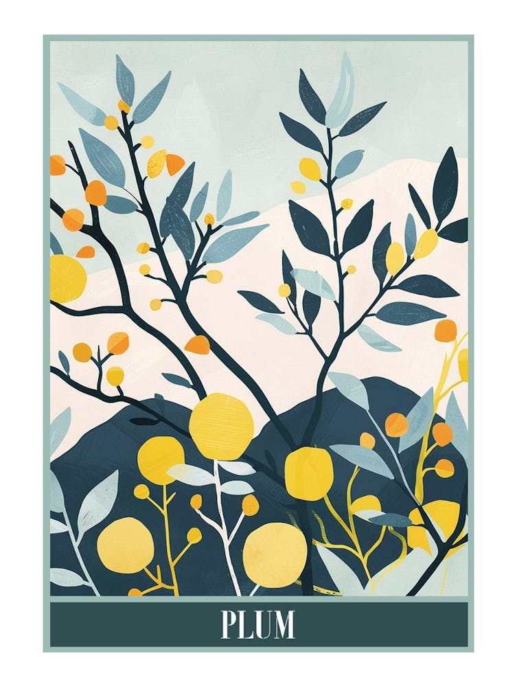 Plum Tree Flat Illustration 4 Poster