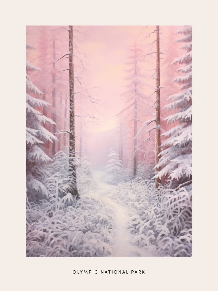 Dreamy Winter National Park Poster  Olympic National Park United States 3