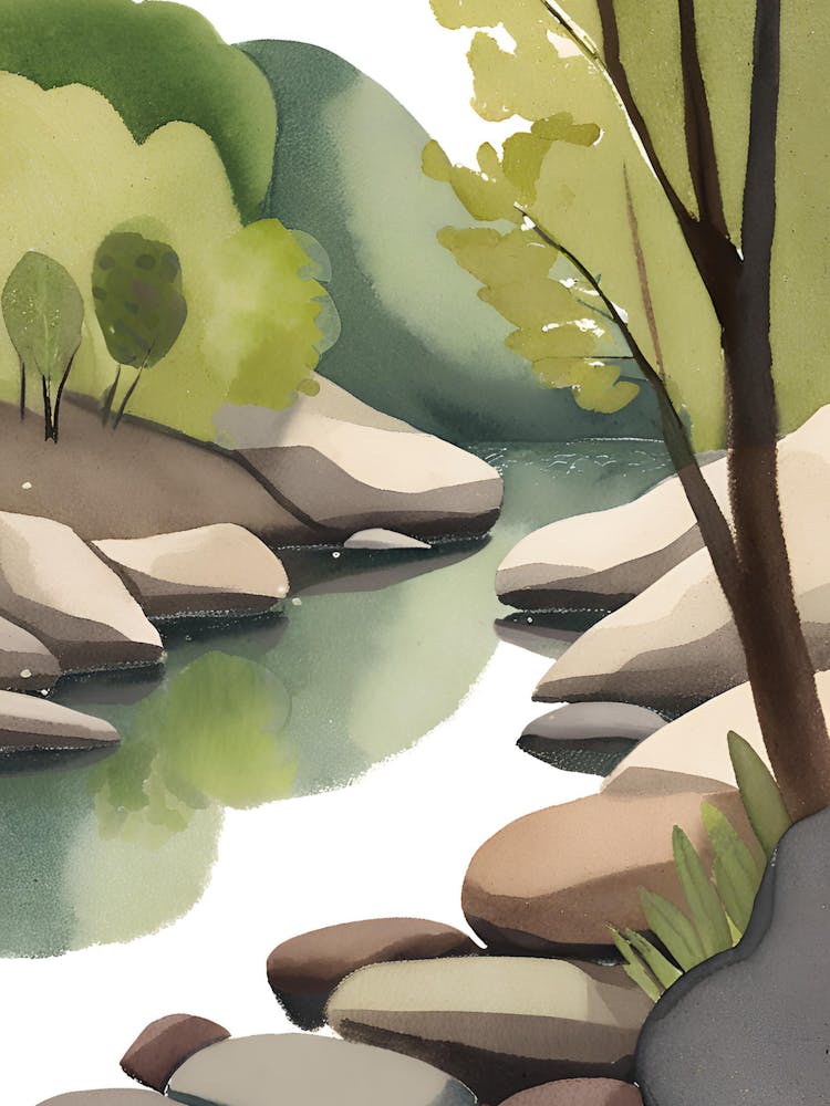 River Watercolour Painting