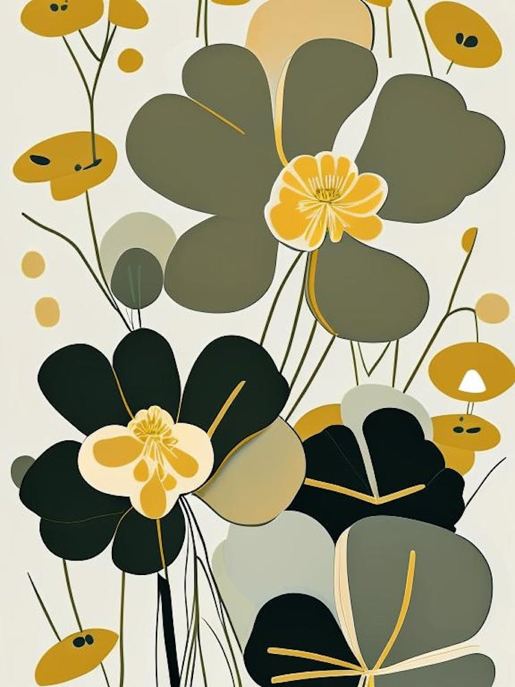Marsh Marigold Wildflower Modern Muted Colours 2