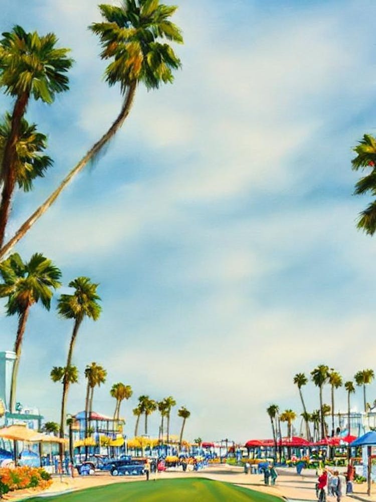 Huntington Beach, California Contemporary Illustration